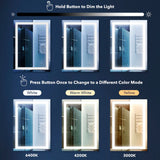 Jim Rectangular Frameless Anti-Fog Aluminum Front-lit Tri-color LED Bathroom Vanity Mirror with Smart Touch Control
