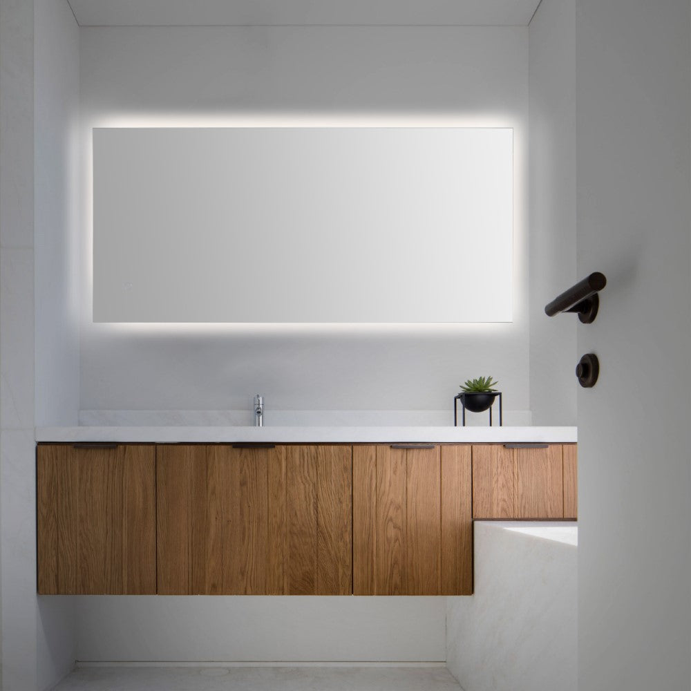 Paige Rectangular Frameless Anti-Fog Aluminum Back-lit Tri-color LED Bathroom Vanity Mirror with Smart Touch Control