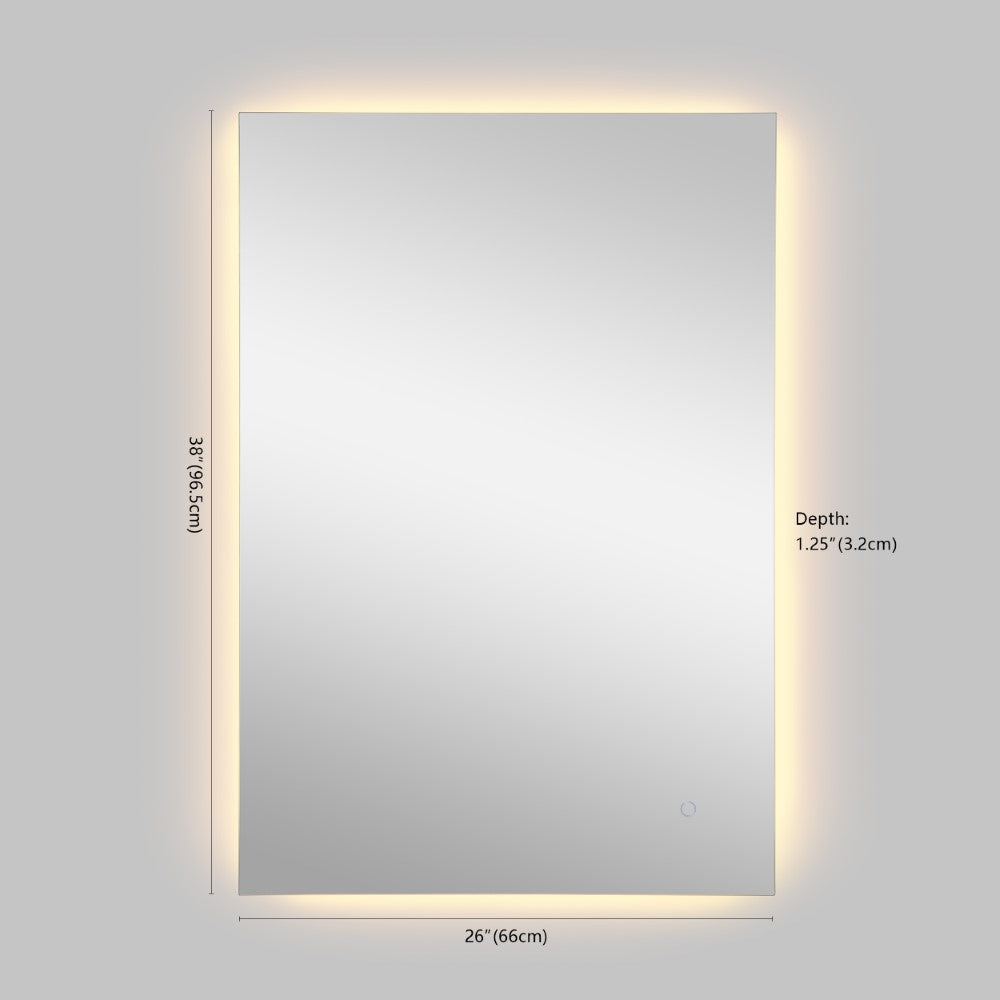 Paige Rectangular Frameless Anti-Fog Aluminum Back-lit Tri-color LED Bathroom Vanity Mirror with Smart Touch Control