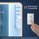 Accent Crystal Lining Rectangle Metal Framed Antifog Front-Lit Tri-Color Wall Or Floor Full-Length Mirror with Smart Touch
