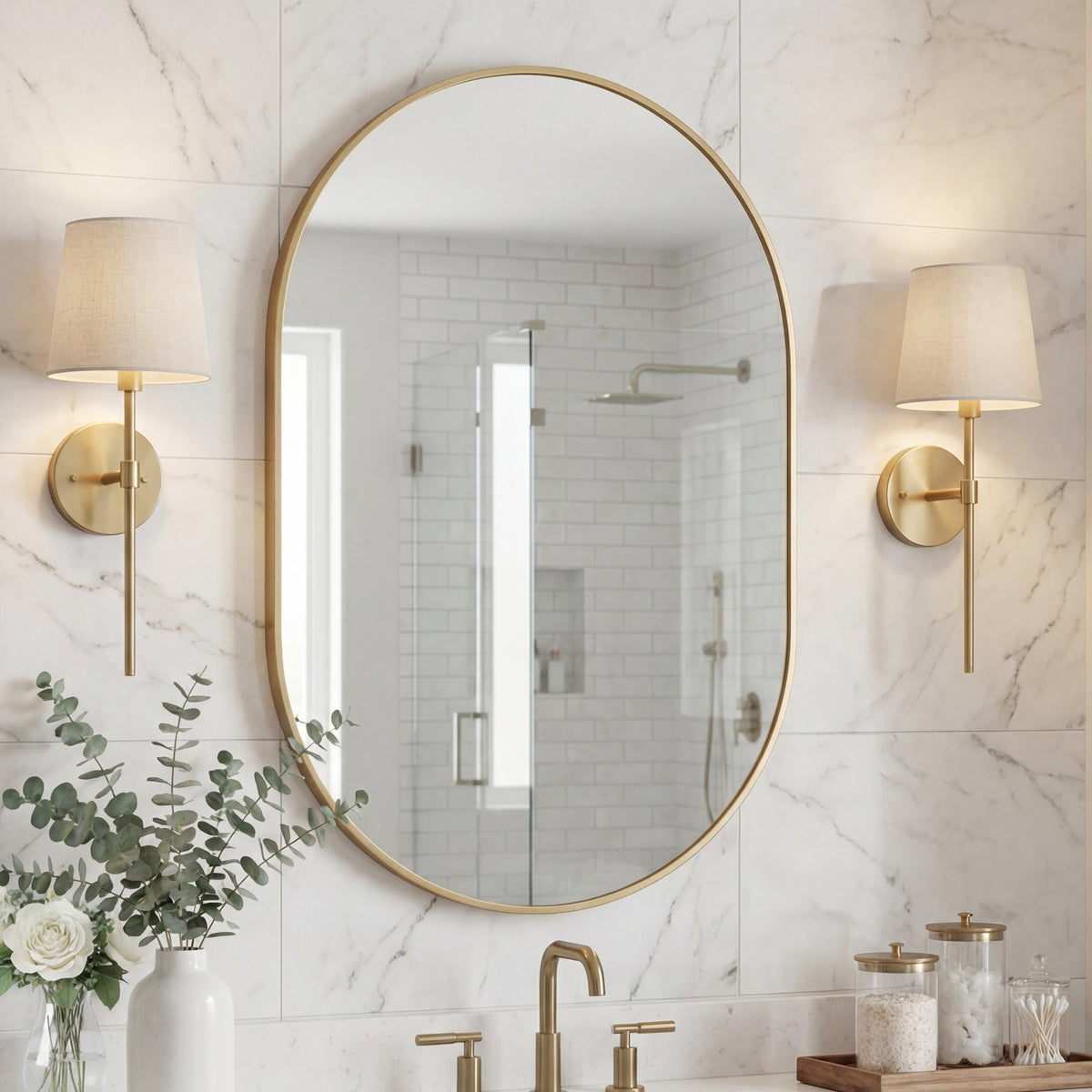 Nova 24 in. W x 36 in. H Medium Oval Metal Framed Wall Mirror