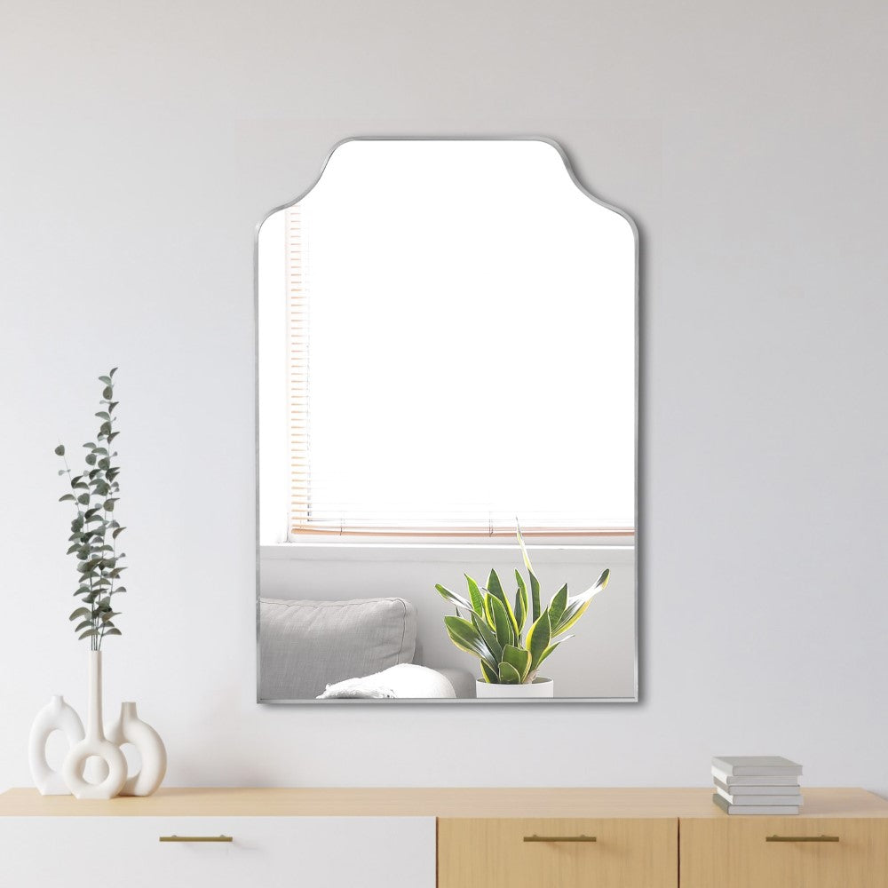 Vivian 24 in. W x 36 in. H Medium Scalloped-Top Metal Framed Wall Mounted Mirror