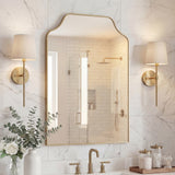 Vivian 24 in. W x 36 in. H Medium Scalloped-Top Metal Framed Wall Mounted Mirror