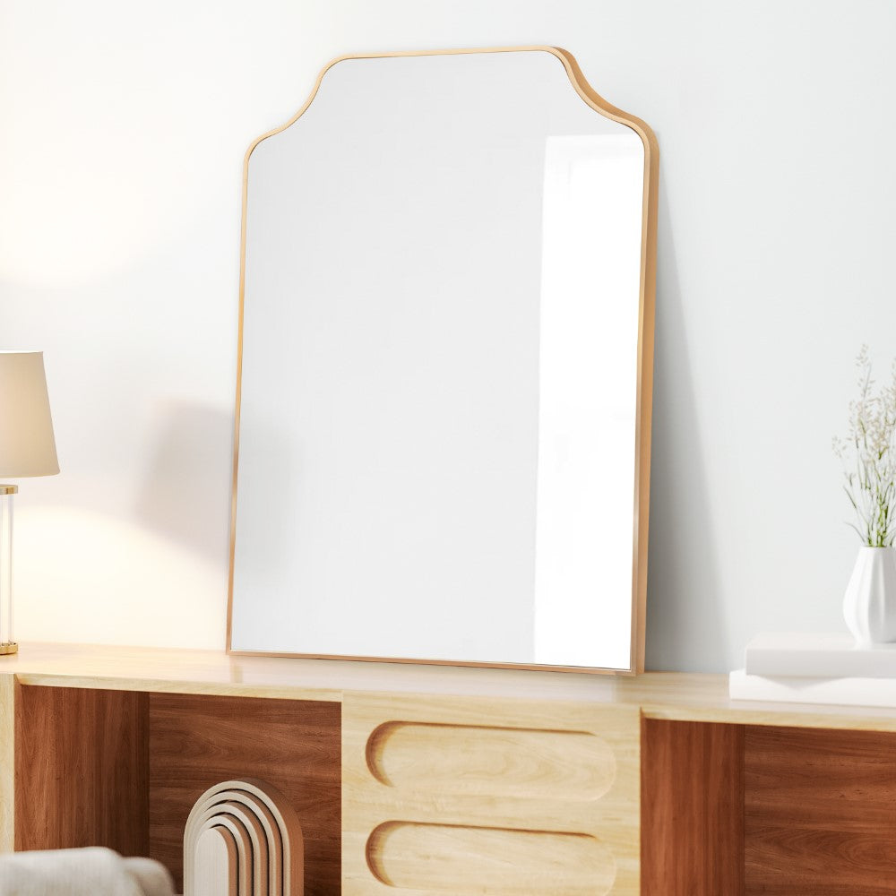 Vivian 24 in. W x 36 in. H Medium Scalloped-Top Metal Framed Wall Mounted Mirror
