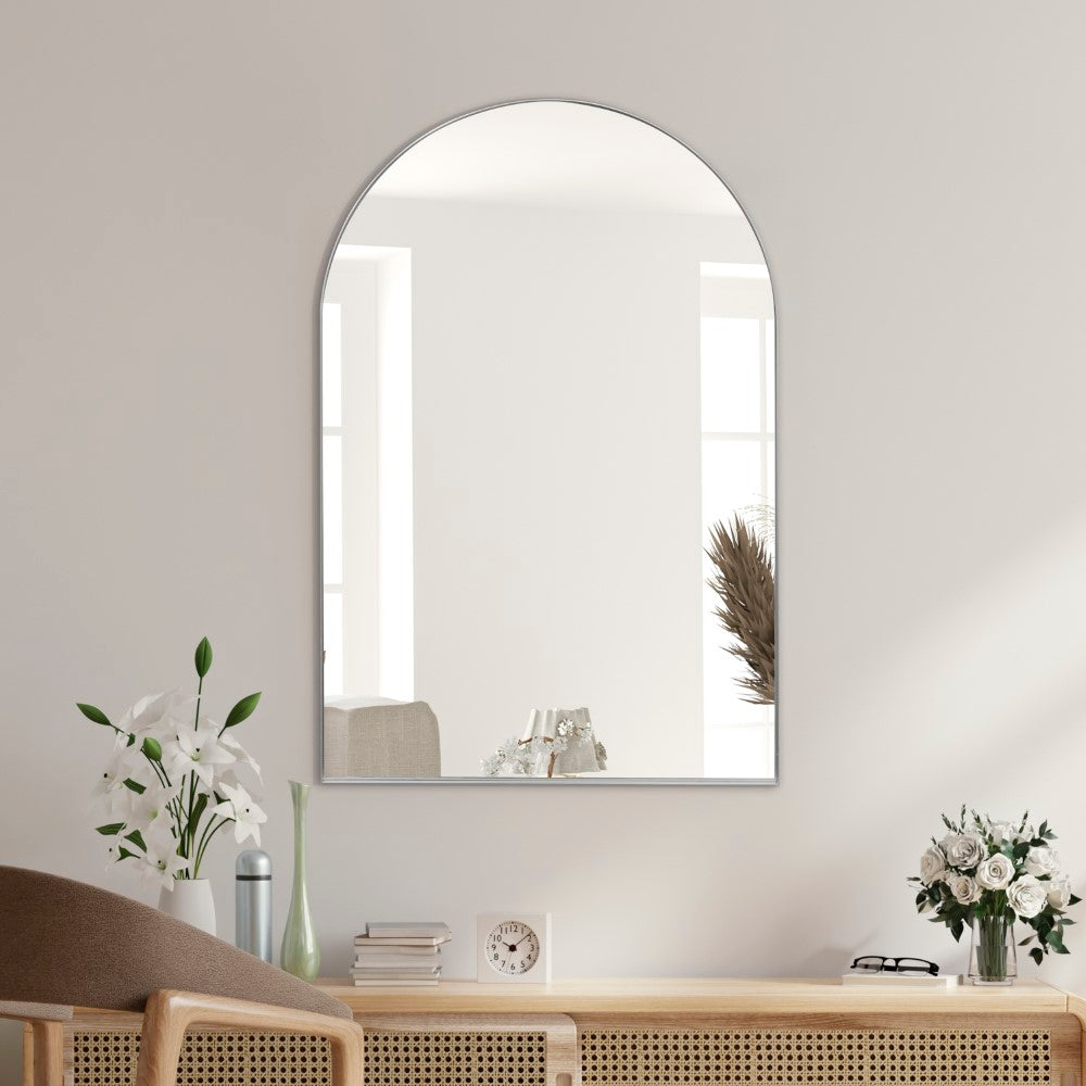 Reflectora 24 in. W x 36 in. H Medium Arched Metal Framed Wall Mounted Mirror