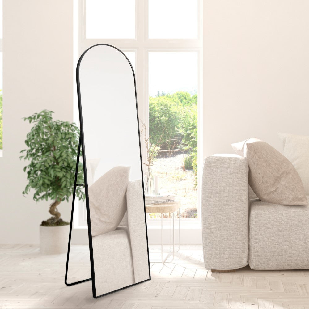 Clarity 16 in. W x 59 in. H Large Arched Metal Framed Floor Full-Length Mirror