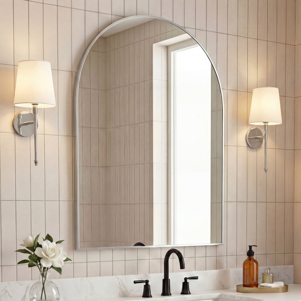 Oryn Small Arched Metal Framed Wall Mounted Mirror