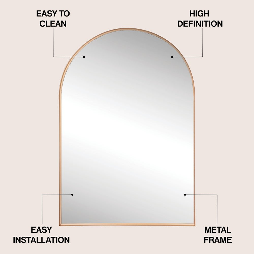 Oryn Small Arched Metal Framed Wall Mounted Mirror