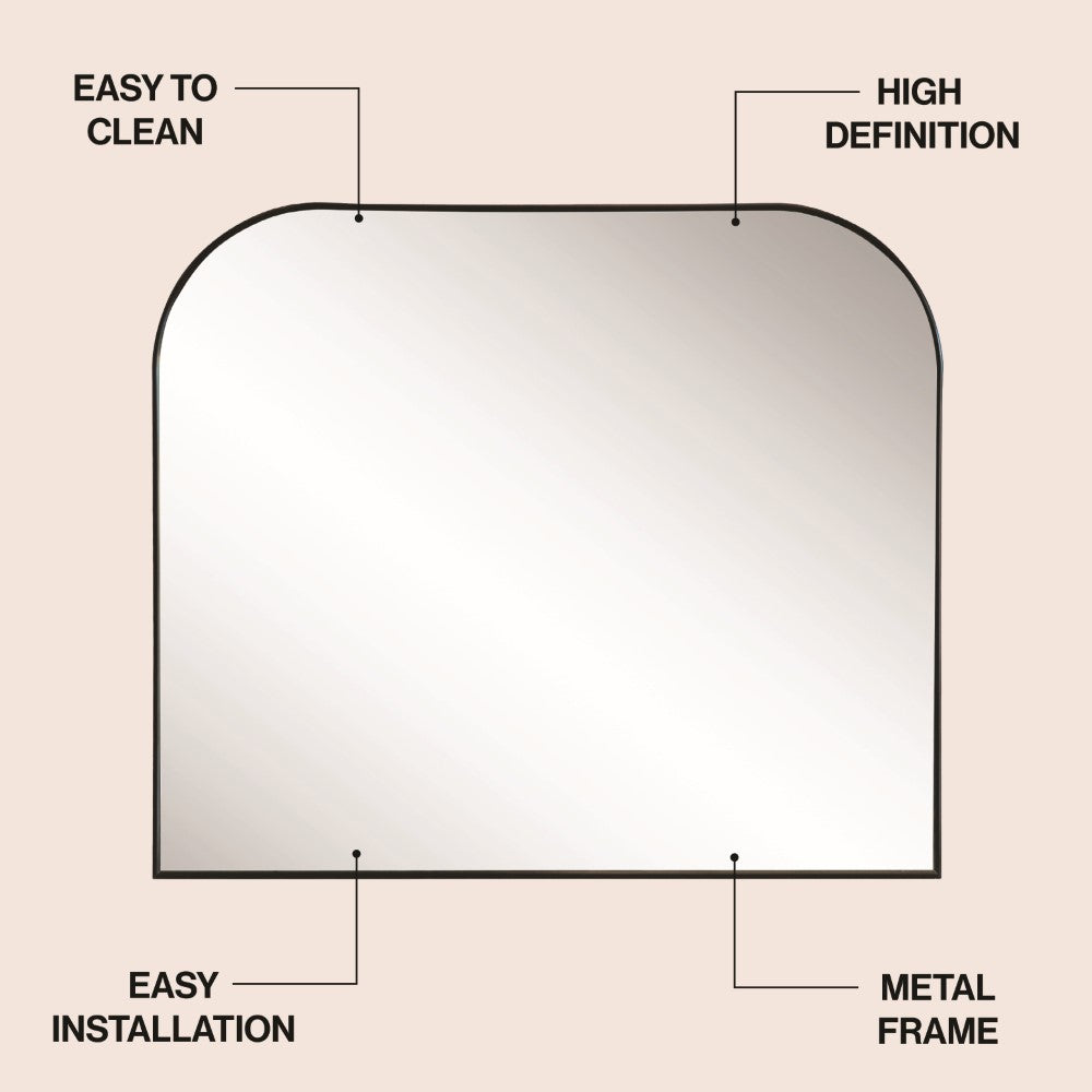 Aurex 38 in. W x 32 in. H Large Top Arched Rectangular Metal Framed Wall Mounted Mirror