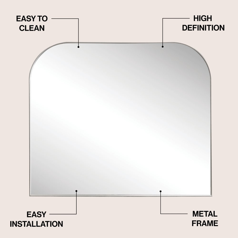 Aurex 38 in. W x 32 in. H Large Top Arched Rectangular Metal Framed Wall Mounted Mirror