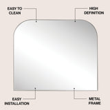 Aurex 38 in. W x 32 in. H Large Top Arched Rectangular Metal Framed Wall Mounted Mirror
