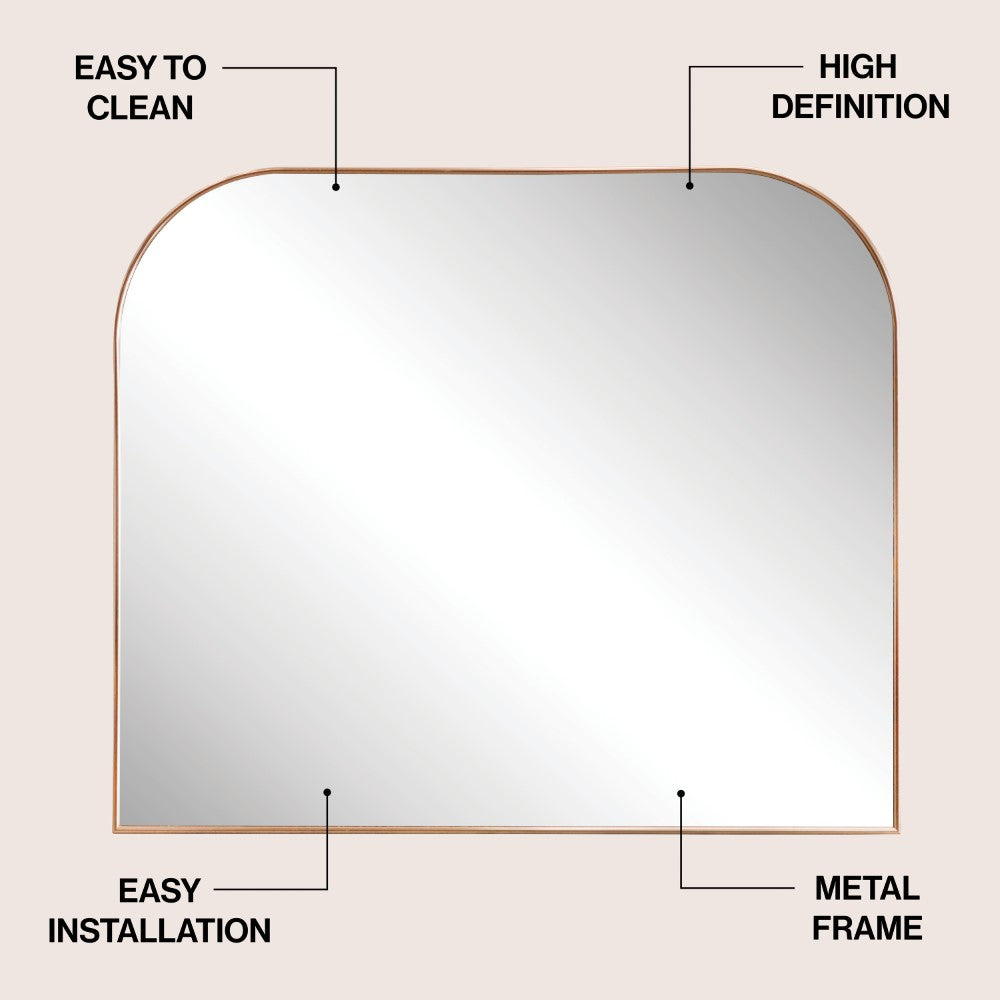 Aurex 38 in. W x 32 in. H Large Top Arched Rectangular Metal Framed Wall Mounted Mirror