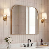 Aurex 38 in. W x 32 in. H Large Top Arched Rectangular Metal Framed Wall Mounted Mirror