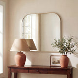 Aurex 38 in. W x 32 in. H Large Top Arched Rectangular Metal Framed Wall Mounted Mirror