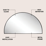 Virel 42 in. W x 23 in. H Large Half Circle Metal Framed Wall Mounted Mirror