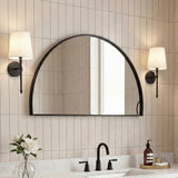 Virel 42 in. W x 23 in. H Large Half Circle Metal Framed Wall Mounted Mirror