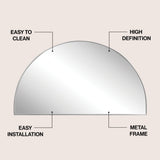 Virel 42 in. W x 23 in. H Large Half Circle Metal Framed Wall Mounted Mirror