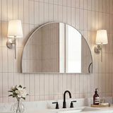 Virel 42 in. W x 23 in. H Large Half Circle Metal Framed Wall Mounted Mirror