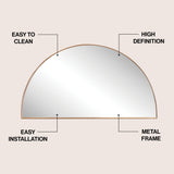 Virel 42 in. W x 23 in. H Large Half Circle Metal Framed Wall Mounted Mirror