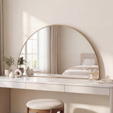 Virel 42 in. W x 23 in. H Large Half Circle Metal Framed Wall Mounted Mirror