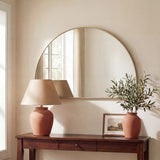 Virel 42 in. W x 23 in. H Large Half Circle Metal Framed Wall Mounted Mirror
