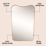 Nessa 24 in. W x 36 in. H Large Irregular Metal Framed Wall Mounted Mirror with Flat Bottom