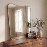 Nessa 24 in. W x 36 in. H Large Irregular Metal Framed Wall Mounted Mirror with Flat Bottom