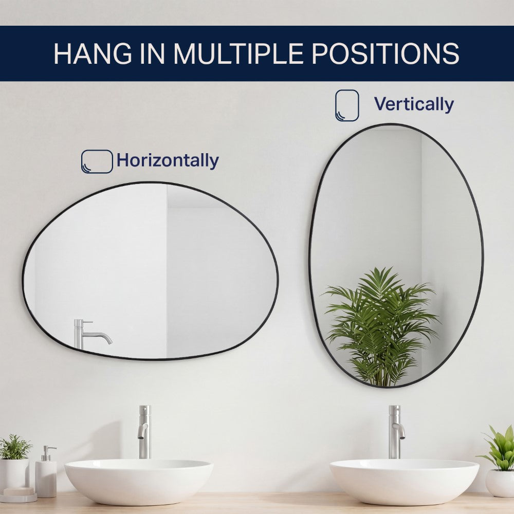 Lumis 24 in. W x 36 in. H Medium Irregular Oval Metal Framed Wall Mounted Mirror