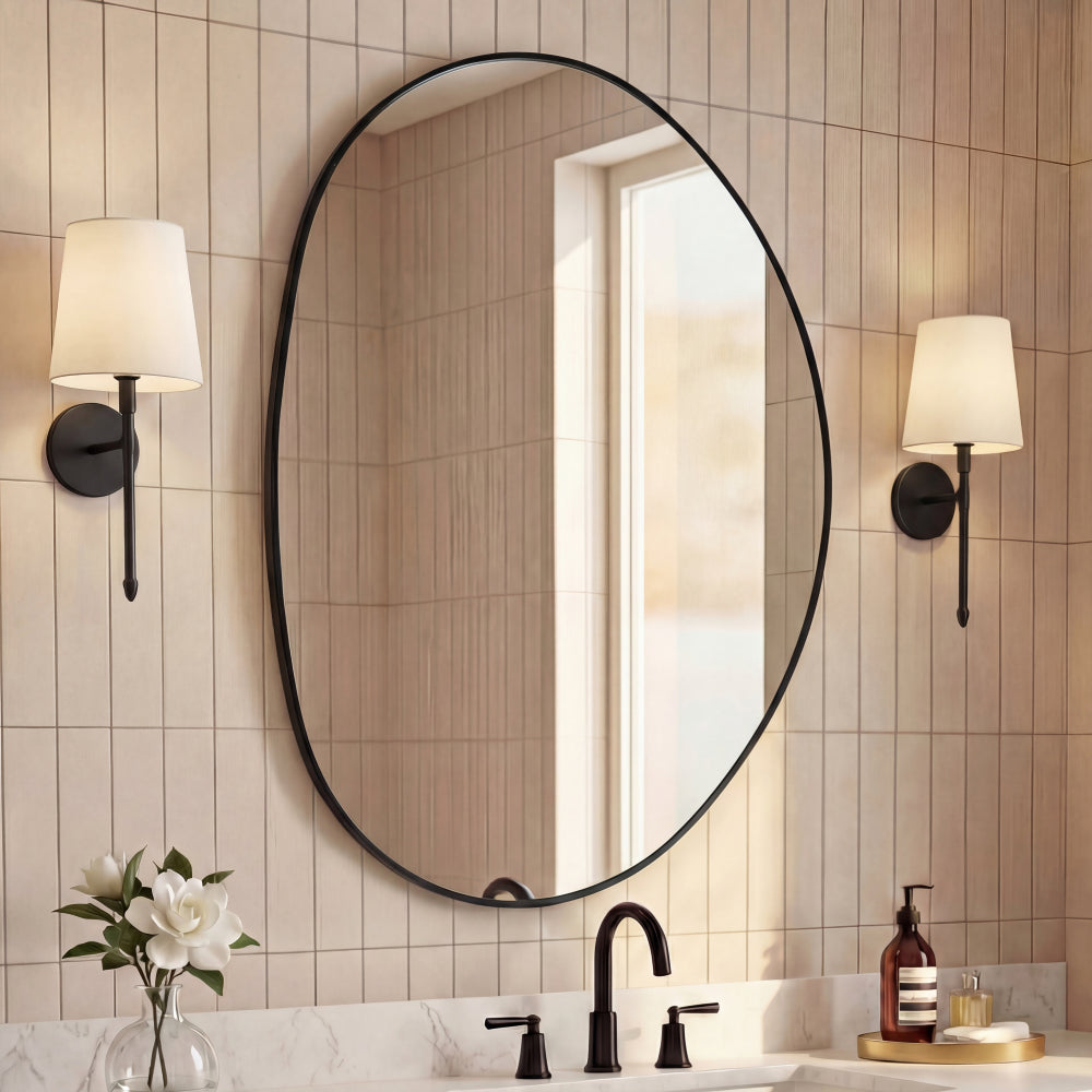 Lumis 24 in. W x 36 in. H Medium Irregular Oval Metal Framed Wall Mounted Mirror