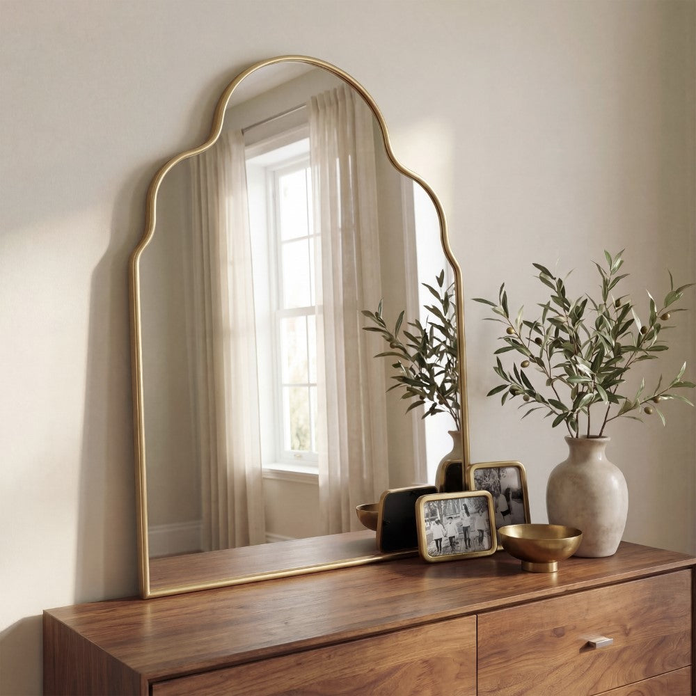 Elvara 24 in. W x 36 in. H Medium Top Arch Metal Framed Wall Mounted Mirror
