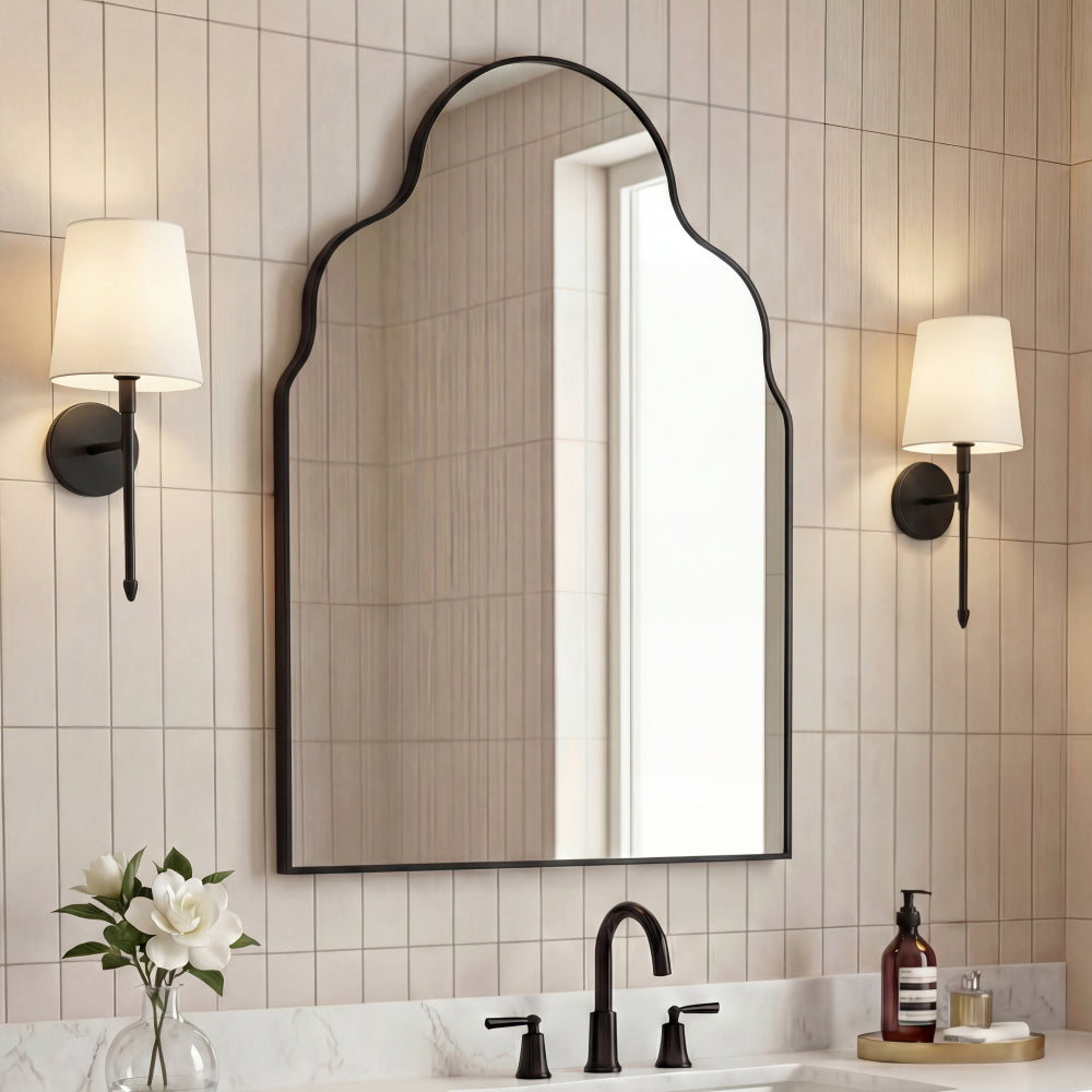 Elvara 24 in. W x 36 in. H Medium Top Arch Metal Framed Wall Mounted Mirror