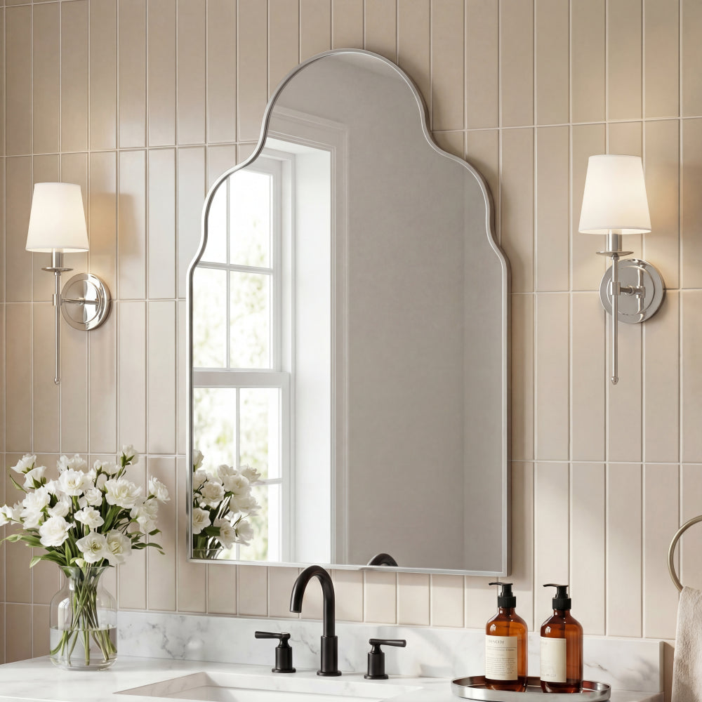 Elvara 24 in. W x 36 in. H Medium Top Arch Metal Framed Wall Mounted Mirror