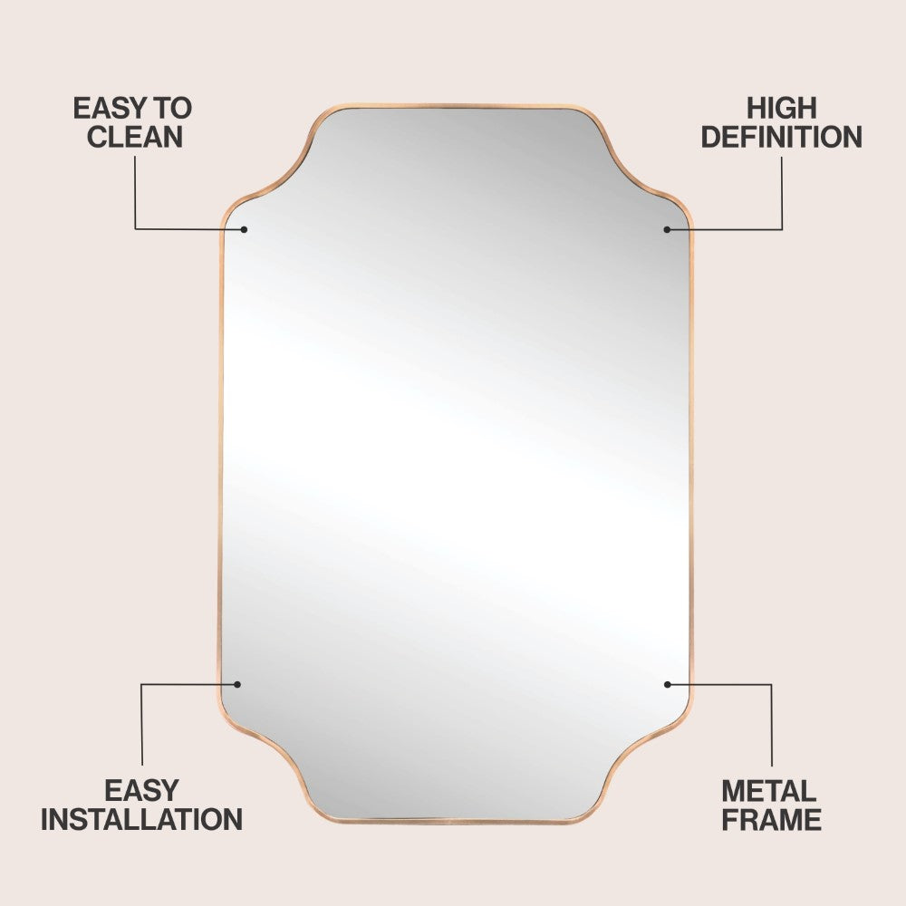 Elda 24 in. W x 36 in. H Medium Scalloped Rectangular Metal Framed Wall Mounted Mirror
