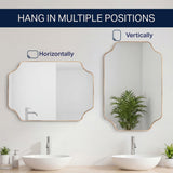 Elda 24 in. W x 36 in. H Medium Scalloped Rectangular Metal Framed Wall Mounted Mirror