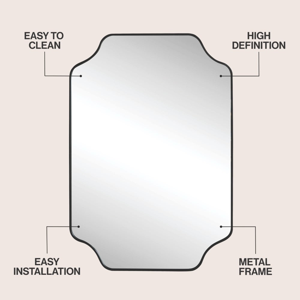 Elda 24 in. W x 36 in. H Medium Scalloped Rectangular Metal Framed Wall Mounted Mirror