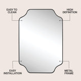 Elda 24 in. W x 36 in. H Medium Scalloped Rectangular Metal Framed Wall Mounted Mirror