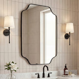 Elda 24 in. W x 36 in. H Medium Scalloped Rectangular Metal Framed Wall Mounted Mirror