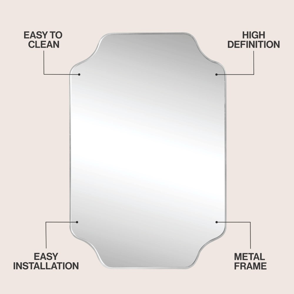 Elda 24 in. W x 36 in. H Medium Scalloped Rectangular Metal Framed Wall Mounted Mirror