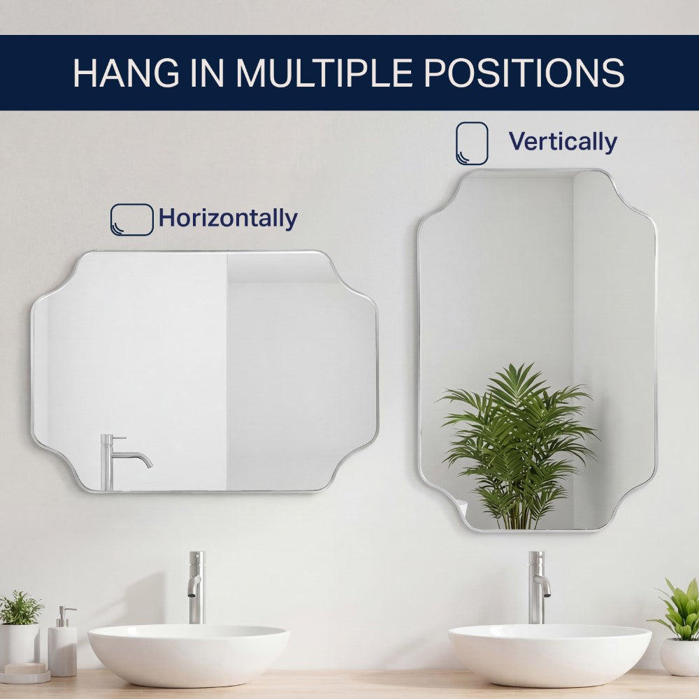 Elda 24 in. W x 36 in. H Medium Scalloped Rectangular Metal Framed Wall Mounted Mirror