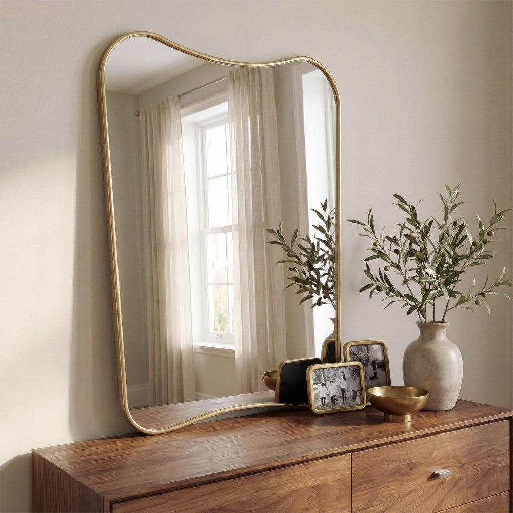 Varo 24 in. W x 36 in. H Large Irregular Metal Framed Wall Mounted Mirror