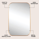 Sivo 24 in. W x 36 in. H Medium Rounded Rectangular Metal Framed Wall Mounted Mirror