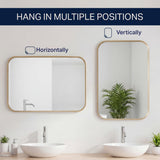 Sivo 24 in. W x 36 in. H Medium Rounded Rectangular Metal Framed Wall Mounted Mirror