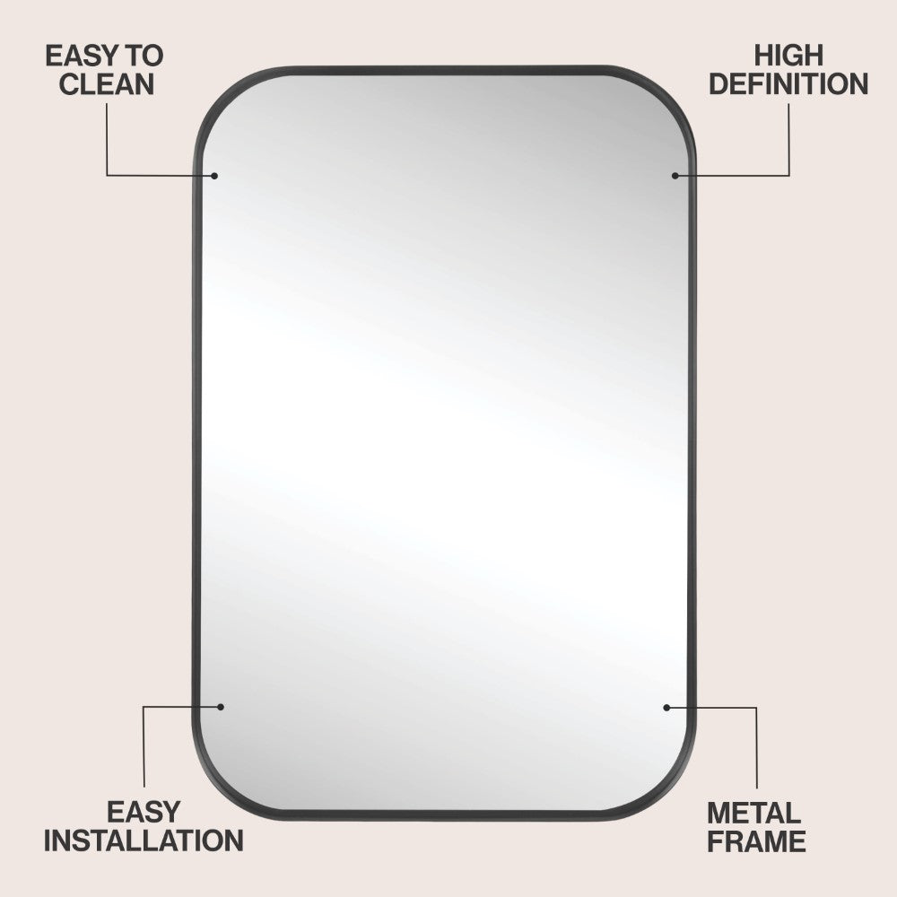 Sivo 24 in. W x 36 in. H Medium Rounded Rectangular Metal Framed Wall Mounted Mirror