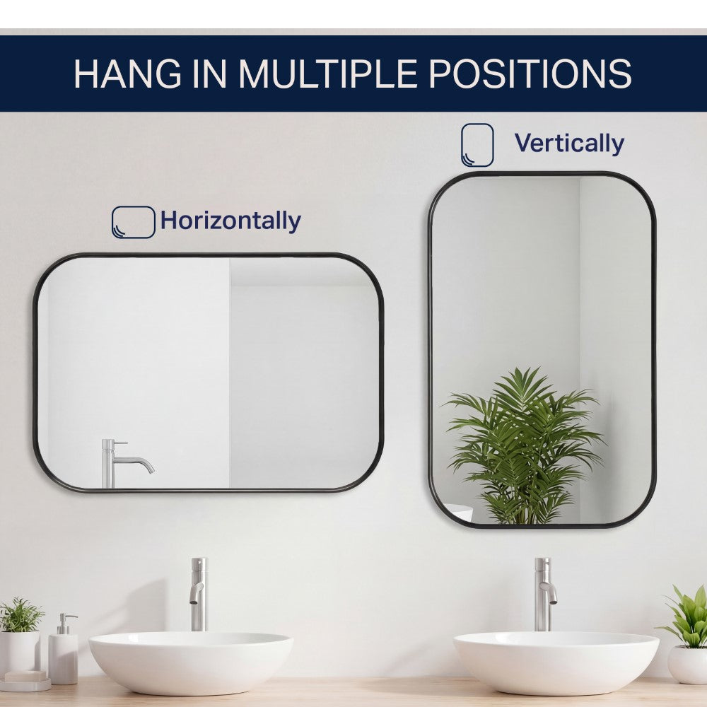 Sivo 24 in. W x 36 in. H Medium Rounded Rectangular Metal Framed Wall Mounted Mirror