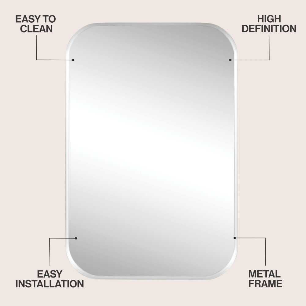 Sivo 24 in. W x 36 in. H Medium Rounded Rectangular Metal Framed Wall Mounted Mirror
