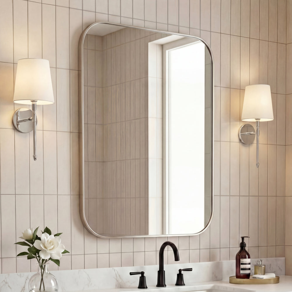 Sivo 24 in. W x 36 in. H Medium Rounded Rectangular Metal Framed Wall Mounted Mirror