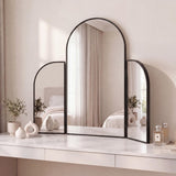 Desertfern 3-Way 28 in. W x 28 in. H Medium Arch Trifold Adjustable Aluminum Alloy Framed Vanity Mirror for Tabletop and Wall Mount