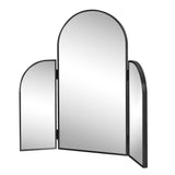 Desertfern 3-Way 28 in. W x 28 in. H Medium Arch Trifold Adjustable Aluminum Alloy Framed Vanity Mirror for Tabletop and Wall Mount