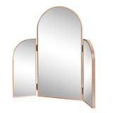 Desertfern 3-Way 28 in. W x 28 in. H Medium Arch Trifold Adjustable Aluminum Alloy Framed Vanity Mirror for Tabletop and Wall Mount