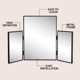 Tidalroot 3-Way 30 in. W x 20 in. H Medium Rectangular Trifold Adjustable Aluminum Alloy Framed Vanity Mirror for Tabletop and Wall Mount